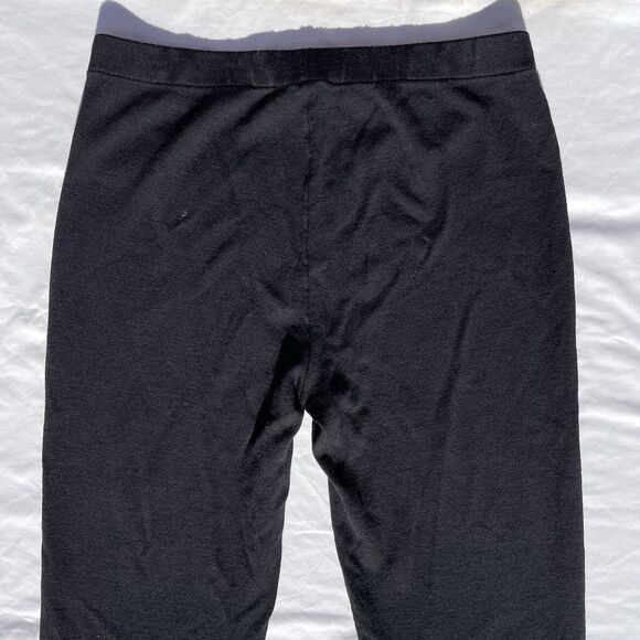 St. John Caviar Flare Leg Pants Wool Viscose Blend Womens 8 Black Pull On - Picture 4 of 6